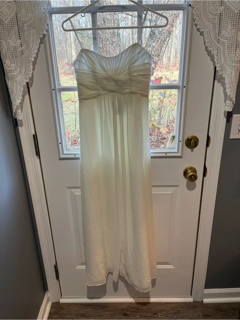 David's Bridal Ivory Spaghetti Strap Formal Dress for Girls - Picture 3 of 3